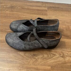 Wolky Mary Jane Comfort Shoes Leather EU 41 US 9.5 Pebbled Gray Silver Brown